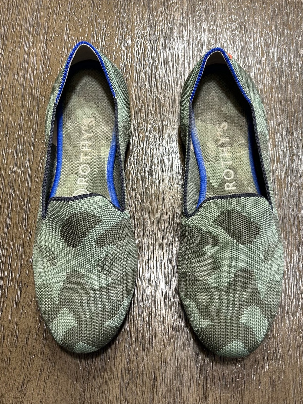 ROTHY'S 'The Loafer' Camo Slip On Flats Womens 7.5 Green Olive Round Toe